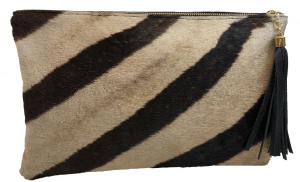 Zebra & Leather Folio Clutch Purse