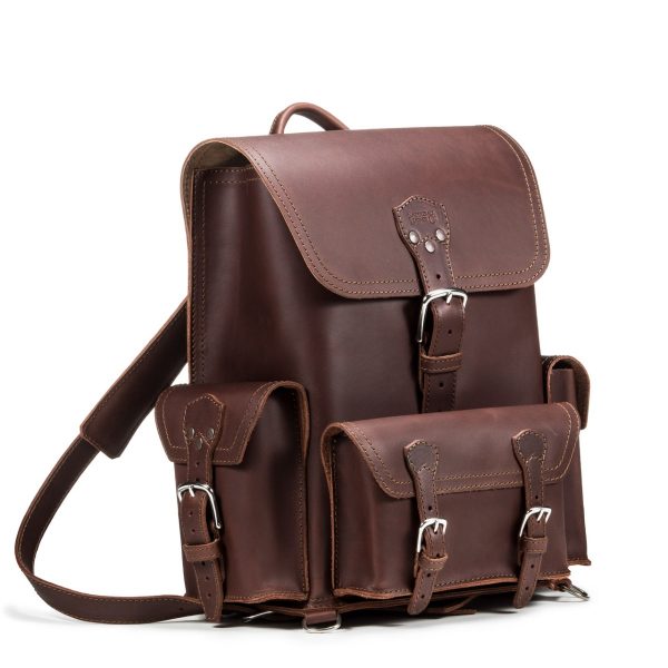 Front Pocket Leather Backpack