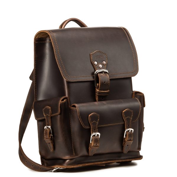 Thin Front Pocket Leather Backpack