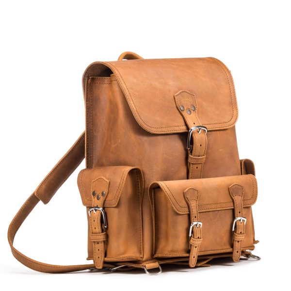 Front Pocket Leather Backpack