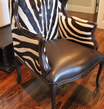 Zebra Hide & Leather Bergere Chair