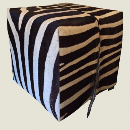 Zebra Hide Skin Ottoman Footstool Cube